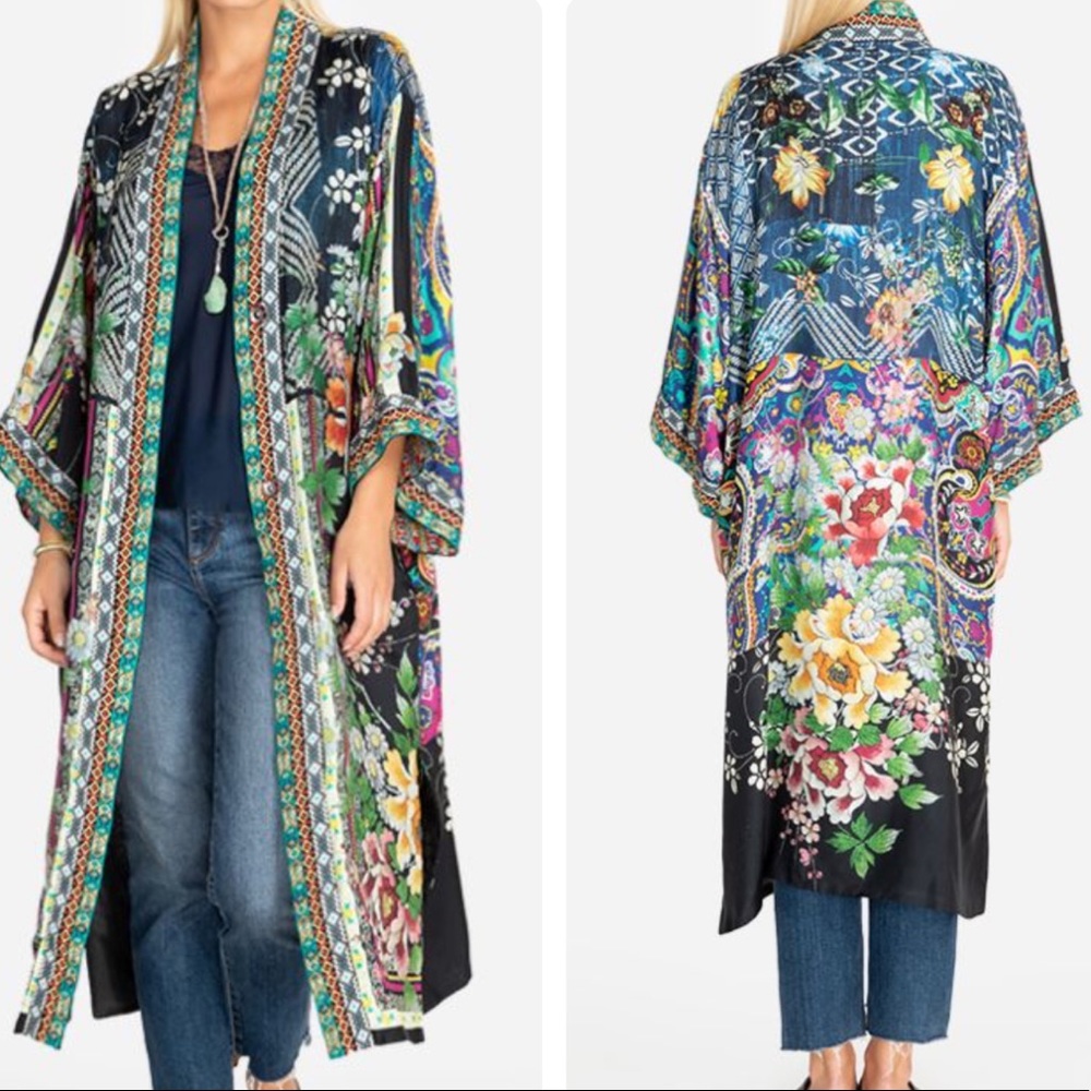 NWT Johnny Was Eliza Silk Long Kimono. Oversized Small
